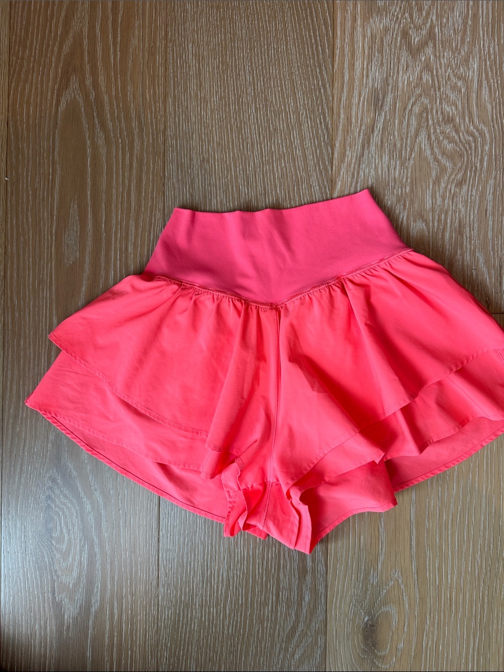 aerie Neon Coral Layered Athletic Skort Shorts